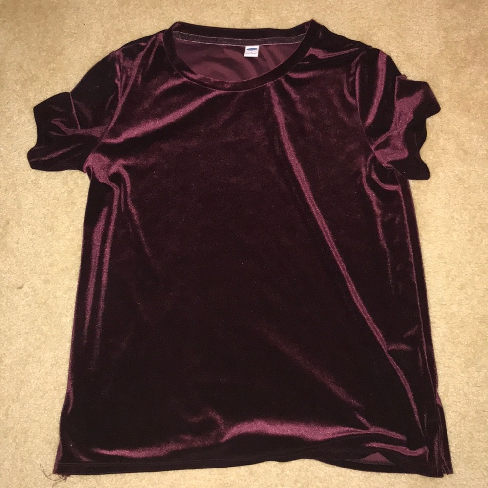 Old navy burgundy velvet short sleeve top